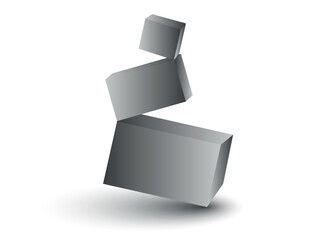 Three square paper boxes mockups isolated on white background. Vector illustration