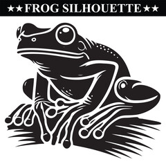 Frog silhouette, Frog hand drawn art on white background. Eps 10