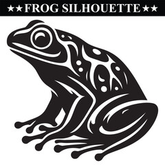 Frog silhouette, Frog hand drawn art on white background. Eps 10