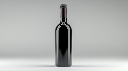 Single dark glass wine bottle on white.