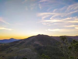 Sunset in a river inside a mountain ridge called Serra do Cipo in Minas Gerais, Brazil.