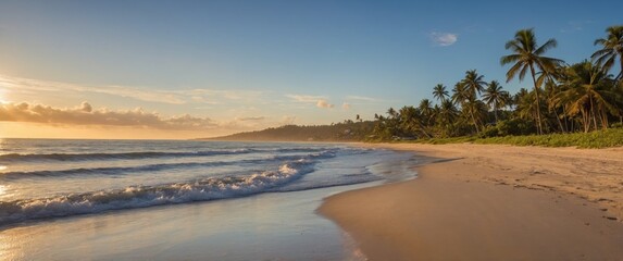 Obraz premium Palm Trees at Sunset on a Tropical Beach