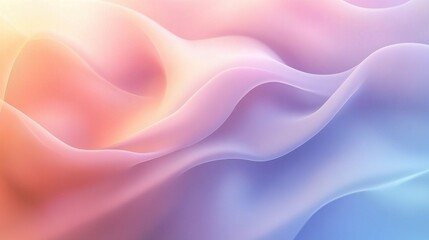 Obraz premium Soft, flowing fabric in pastel tones of pink, orange, and blue, creating a calming and ethereal atmosphere.