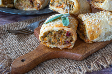 Pork, lentils and vegetables sausage rolls
