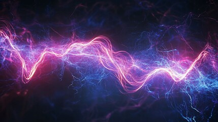 Abstract glowing pink and blue energy wave.