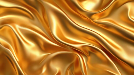Luxurious golden silk fabric flowing gracefully, creating a rich and elegant texture.
