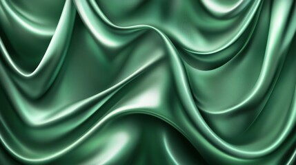 Obraz premium Elegant green silk fabric draping softly in flowing waves.