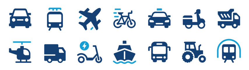 Transport and vehicle icons collection.