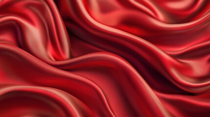 Obraz premium Elegant red satin fabric with smooth, flowing waves creating a rich, luxurious look.