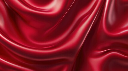 Fototapeta premium Close-up of rich, flowing red satin fabric, showcasing its luxurious texture and sheen.