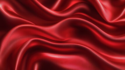 Obraz premium A close-up of luxurious red satin fabric, showcasing its smooth texture and flowing waves.