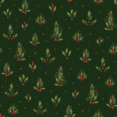 Series of christmas floral patterns in retro vintage classical style
