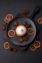 Sweet lemon tart with cream filling and zest