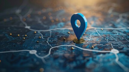 Blue Location Pin on a Map