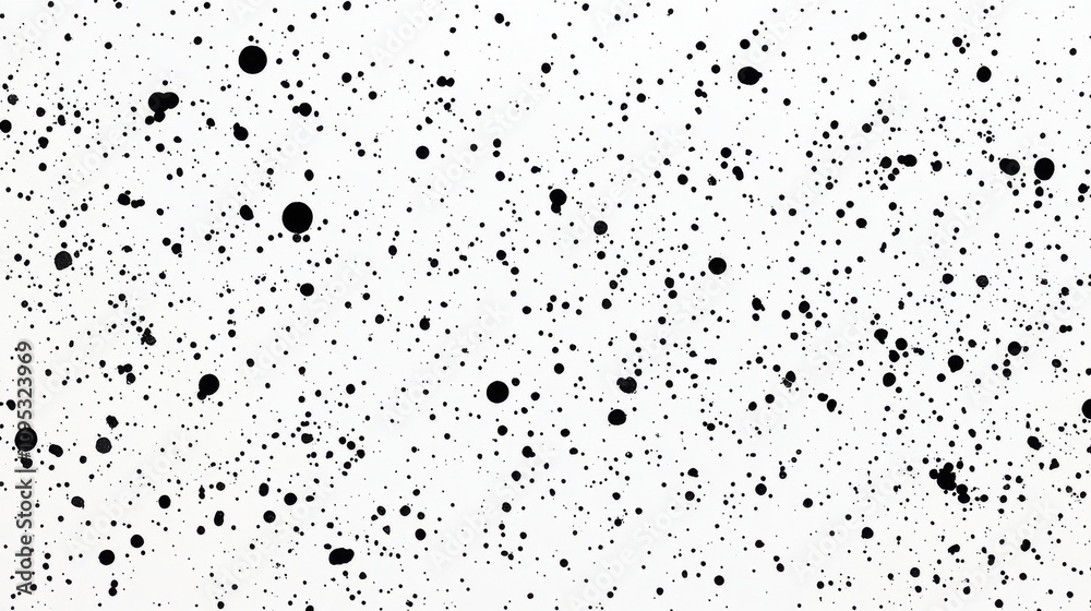 Poster abstract black dot pattern on a white background, creating a dynamic and modern visual effect.
