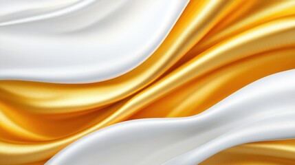 Obraz premium Elegant waves of white and gold silk create a luxurious and vibrant texture, perfect for festive occasions.