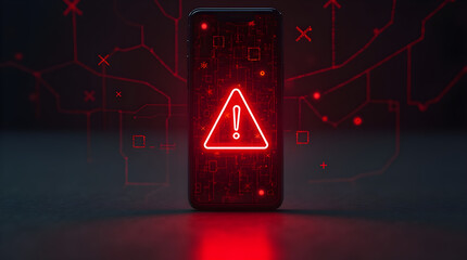 Digital Warning Alert on Smartphone Screen