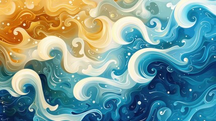 Abstract design of swirling blue and turquoise hues in vector format, representing dynamic water currents