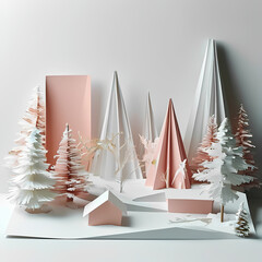 Christmas holiday winter wonderland in paper craft