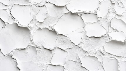 Obraz premium Close-up of a cracked white wall texture, showcasing peeling paint and a weathered surface.