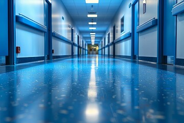 Obraz premium Blurred Hospital or Medical Clinic Interior for Clean Abstract Background