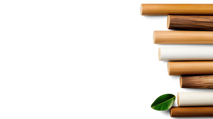Fototapeta premium Bamboo Stalks and Leaf on Transparent Background