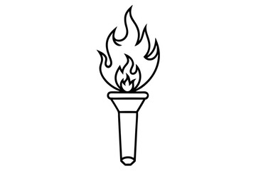 Burning Torch Icon, Flame, Fire, Light, Symbol, Illustration, Graphic, Design, White, Background