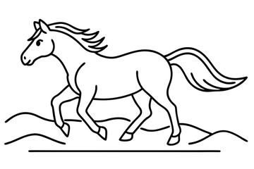 Running Horse Line Art, Galloping Equine, Simple Drawing