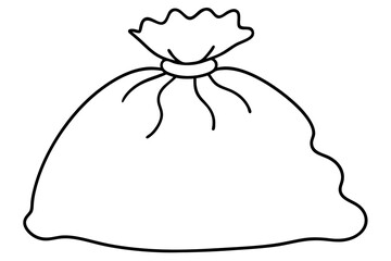 Simple Line Drawing of a Full Plastic Bag Sack