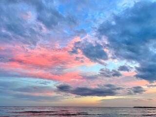  pink clouds andsunset over the sea