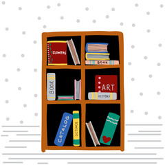 Bookshelf book chaos lying standing vector artwork