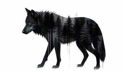 Fototapeta premium double art wolf design