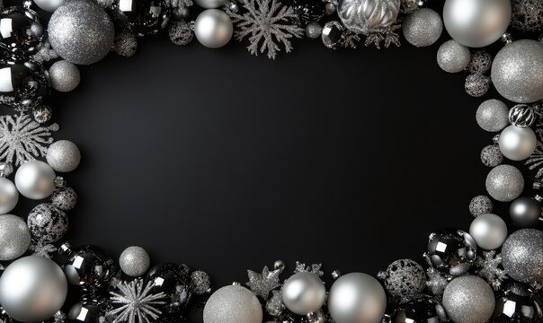 A black background with a silver frame