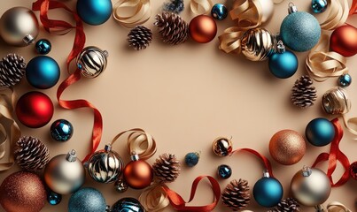 A bunch of Christmas ornaments are on a table