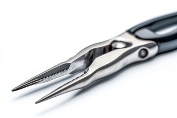 Obraz premium Close-up of precision pliers showcasing sharp tips and intricate design. Ideal for detailed work. A must-have tool for every craftsman and hobbyist. Generative AI