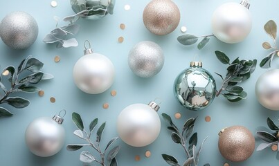 A blue background with white and gold ornaments