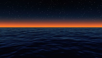 美しい夜明けの海の風景、星空とオレンジのグラデーション