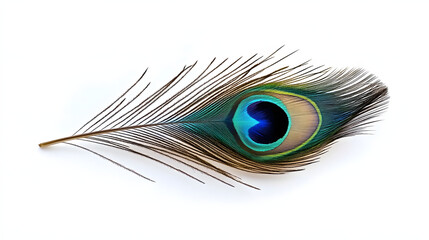 Fototapeta premium A peacock feather animal bird white background.