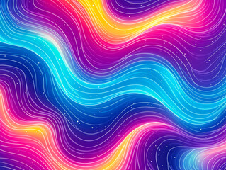 Vibrant neon waves create a mesmerizing backdrop filled with chaos and energy, perfect for modern digital art and design projects