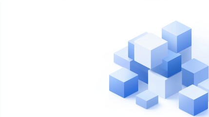 Sleek Isometric Digital Design Featuring 3D Cubes in Blue Tones, Perfect for Modern Websites and Creative Projects
