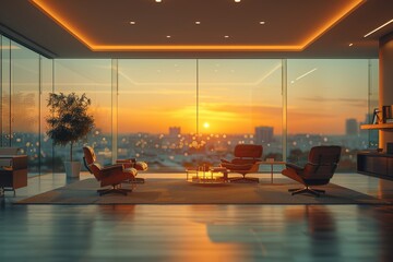 Business Office Without People Featuring Blurred Bokeh Background for Corporate Concept