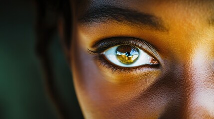 The determined eyes of a female entrepreneur launching a social enterprise, Illustrating empowerment through business, photography style