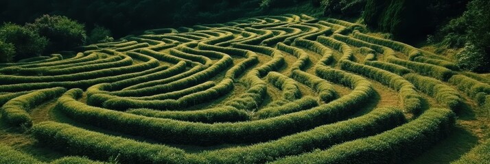 Naklejka premium 美しい緑の迷路が広がる自然の風景