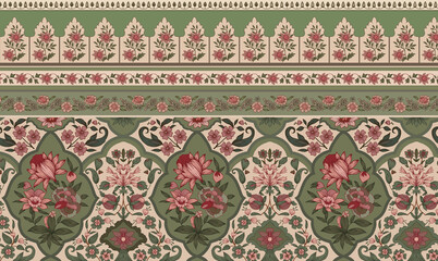 Mughal Art Ethnic Vector Border design