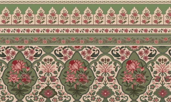 Mughal Art Ethnic Vector Border design