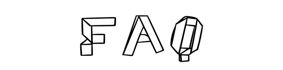 FAQ in doodle origami style on transparency background