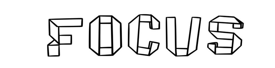 Focus in doodle origami style on transparency background