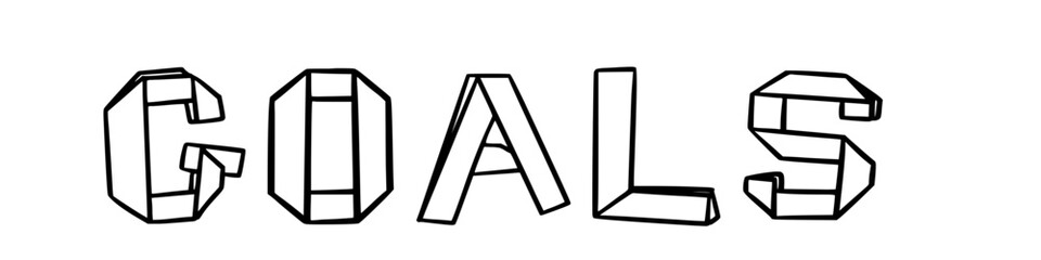 GOALS in doodle origami style on transparency background