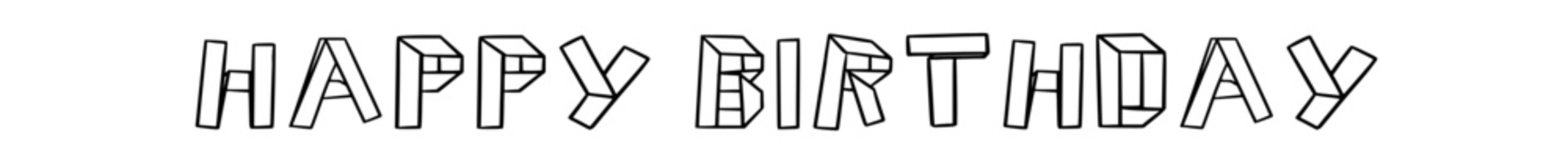 HAPPY BIRTHDAY in doodle origami style on transparency background