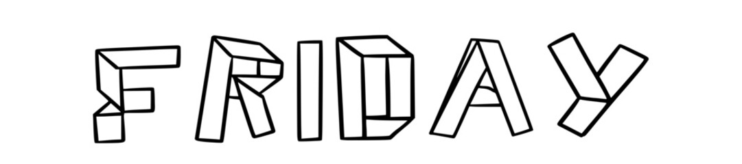 friday in doodle origami style on transparency background